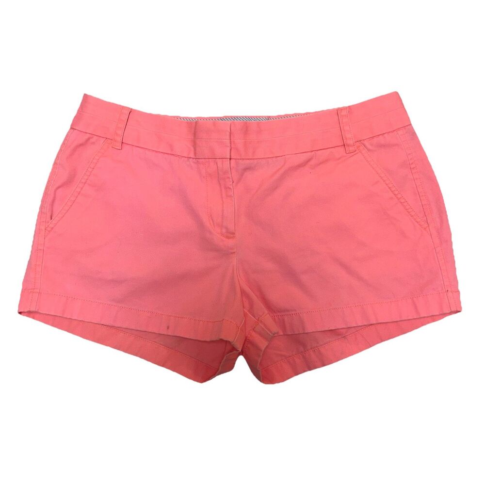 J. Crew Chino Shorts Sz 10 100% Cotton Bright Coral Pink Spring Summer